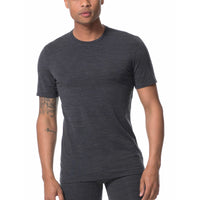 Front view of Icebreaker Mens Anatomica Short Sleeve Crew in Jet Heather