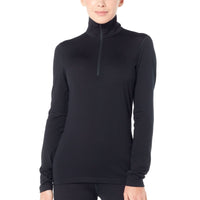 Front of woman wearing Icebreaker Womens 200 Oasis Long Sleeve Zip Neck