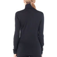 Back of woman wearing Icebreaker Womens 200 Oasis Long Sleeve Zip Neck