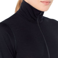 Close up of zip neck on Icebreaker Womens 200 Oasis Long Sleeve Zip Neck