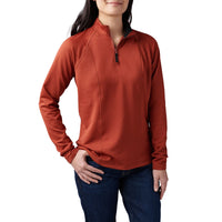 Front view of 5.11 Women's Stratos 1/4 Zip in Oxblood