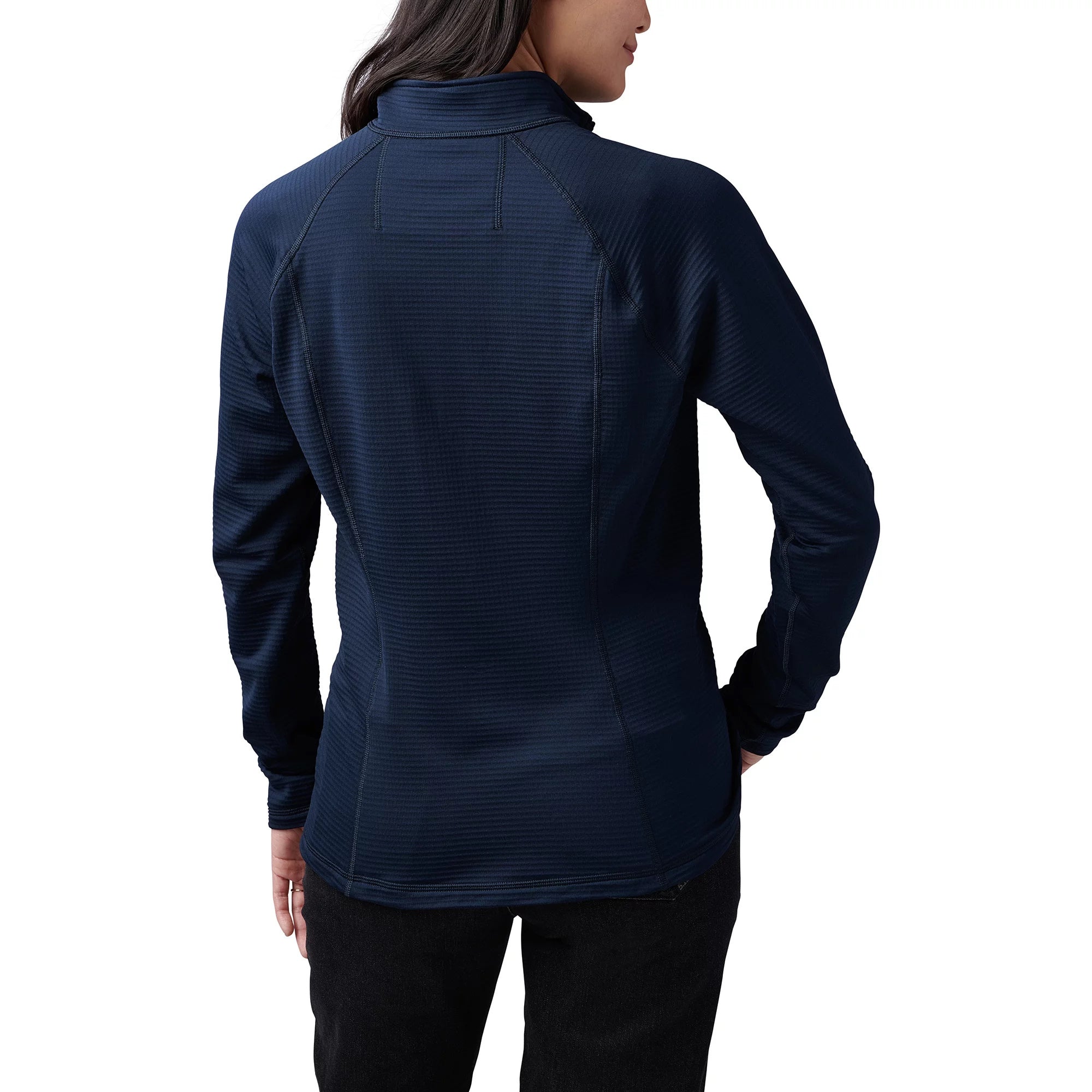 Back view of 5.11 Women's Stratos 1/4 Zip in Peacoat