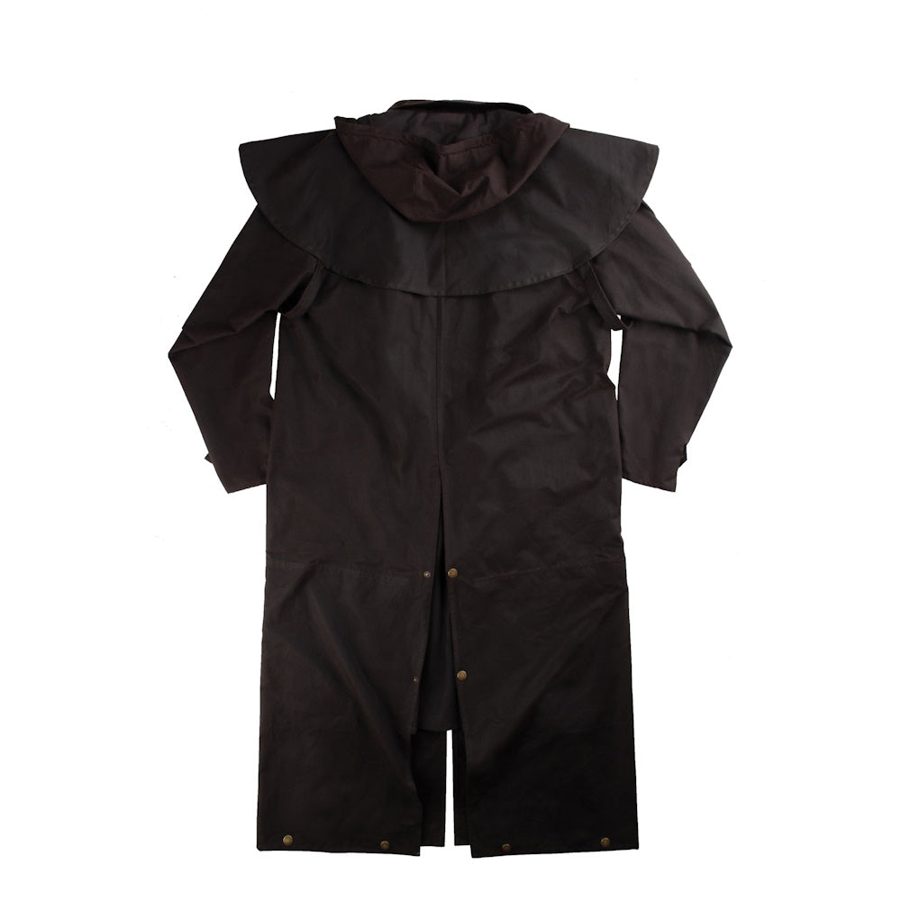 Back of Burke and Wills Balranald Long Oilskin Coat
