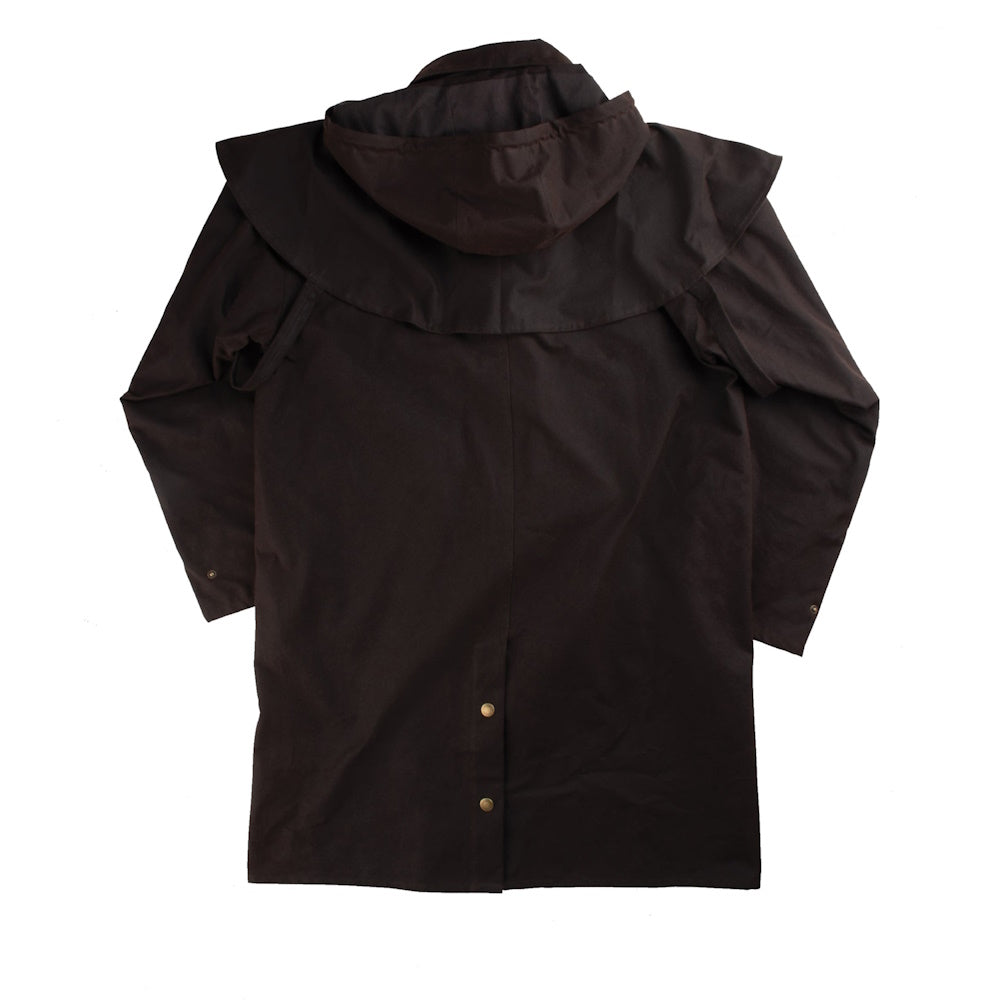 Back of Burke and Wills Balranald Short Oilskin Coat