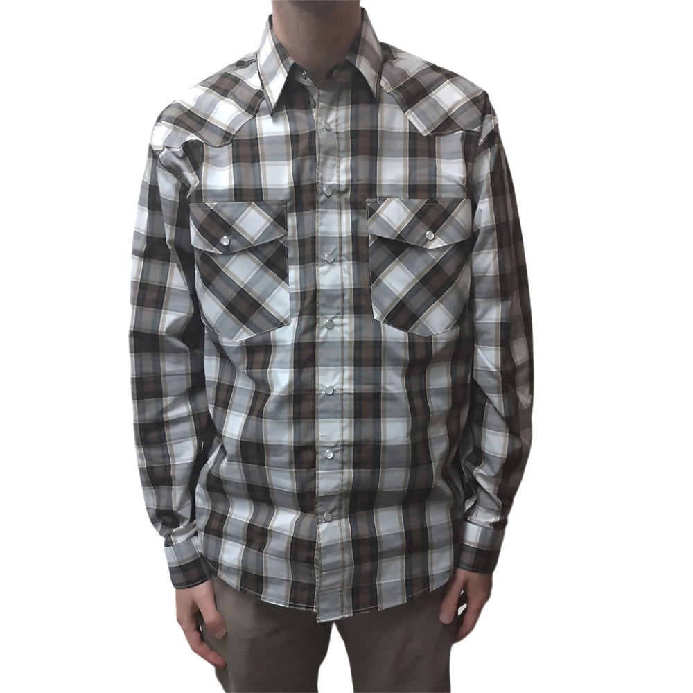 Bisley Mens Long Sleeve Western Check Shirt (Brown)