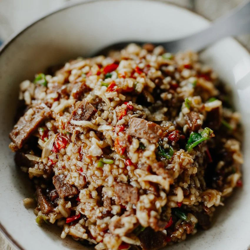 Close up of Back Country Beef Teriyaki