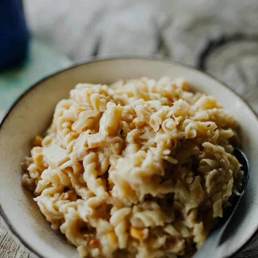 Close up of Back Country Chicken Carbonara