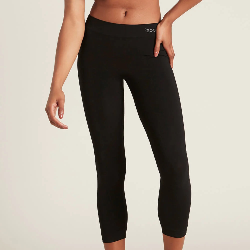 Front of Boody Womens 3/4 Leggings in Black