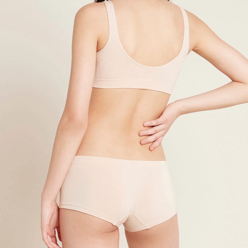 Back of Boody Shaper Crop Bra in Nude