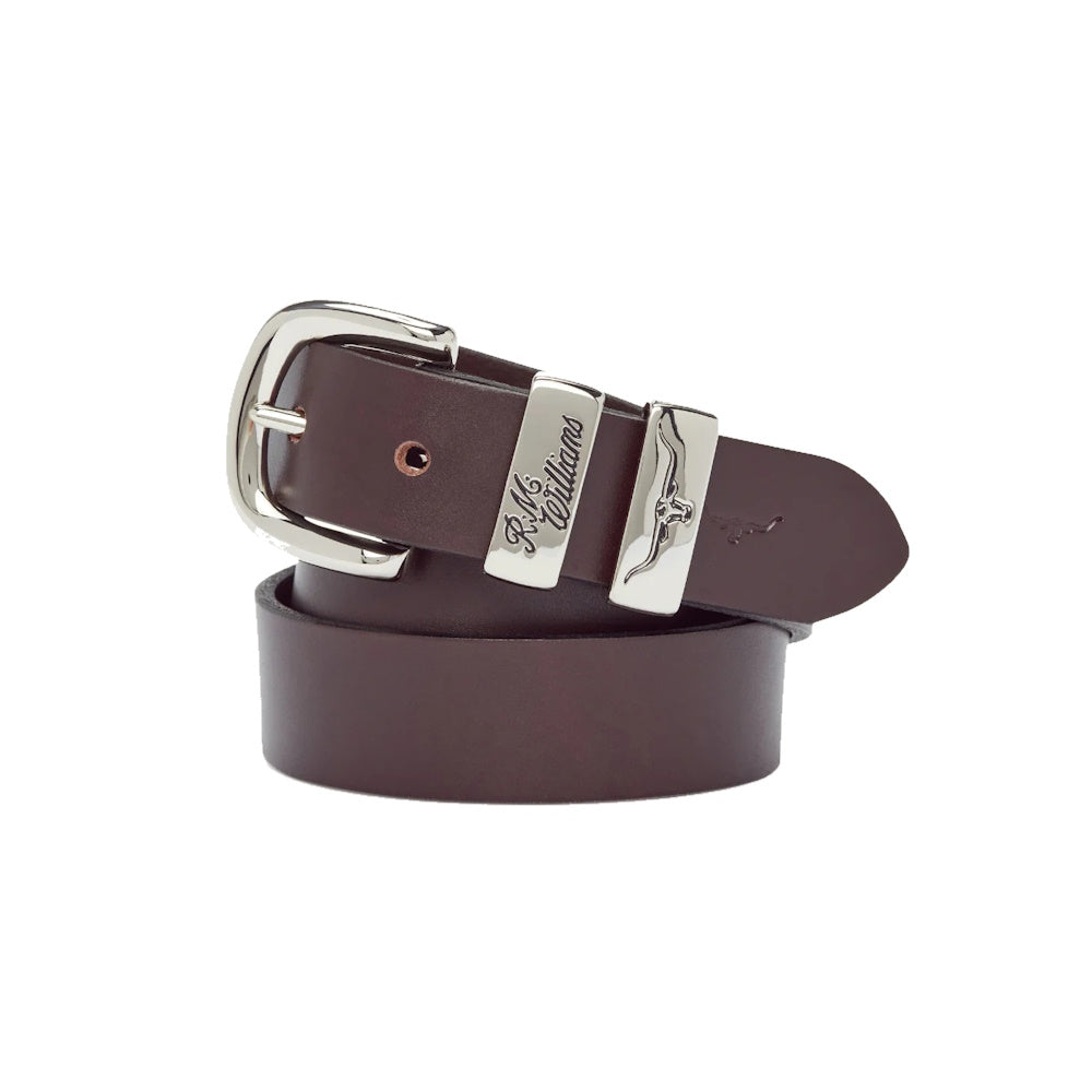 R.M.Williams 1.25 Inch 3 Piece Solid Hide Belt in Chestnut