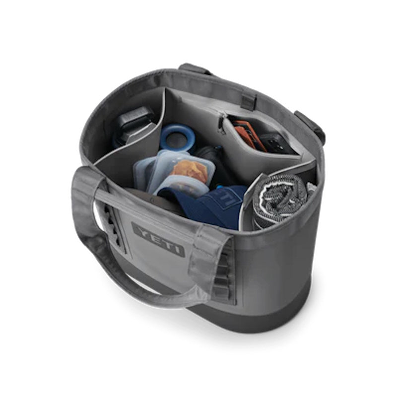Top down view of packed Yeti Camino 35 Carryall Tote Bag
