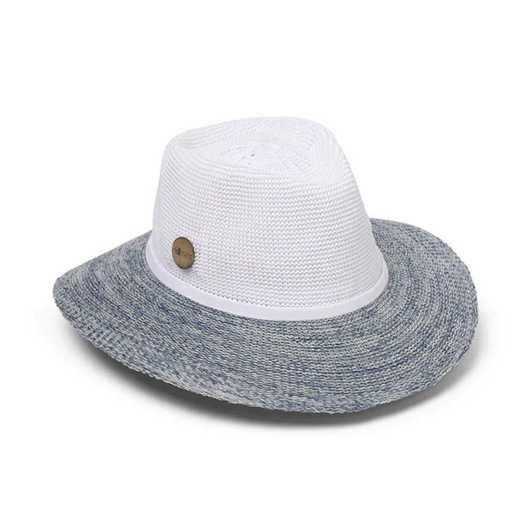 Evoke Ladies Aston Fedora in White/Light Blue