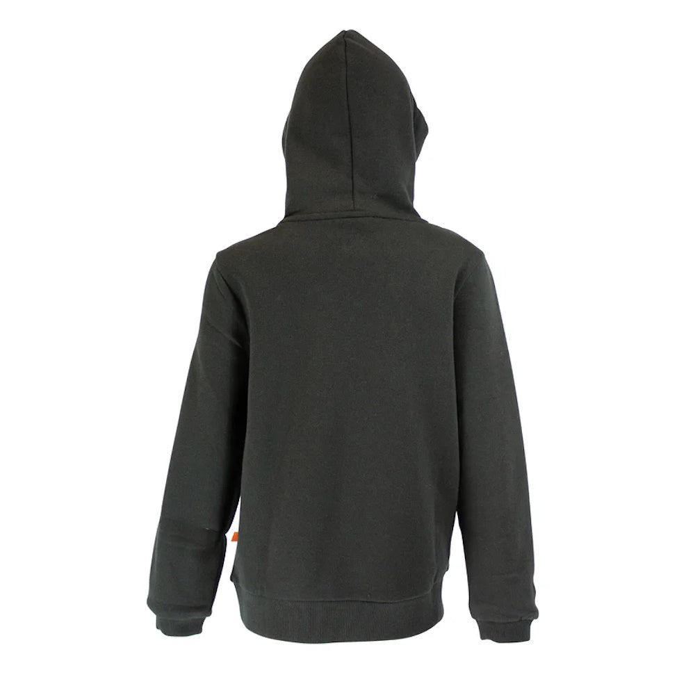 Back of Spika Kids GO Hoodie in Black/Orange