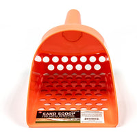 Front view of 8.5 Inch Hand Held Plastic Sand Scoop in Orange