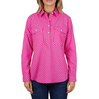 Hard Slog Womens Kelly Half Placket Long Sleeve Shirt