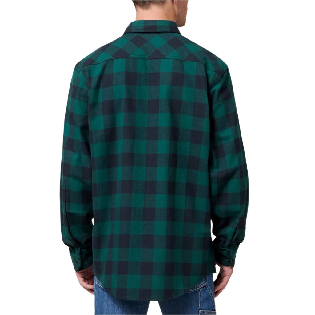 Back view of Hard Yakka Long Sleeve Check Flannelette Shirt in Bottle