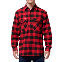 Front view of Hard Yakka Long Sleeve Check Flannelette Shirt in Red