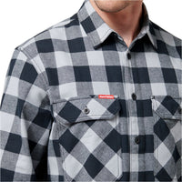 Close up of front pocket on Hard Yakka Long Sleeve Check Flannelette Shirt