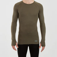 Front of model wearing XTM Mens Merino Top in Kalamata