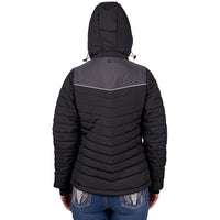 Back of Pure Western Women's Sierra Jacket with hood up