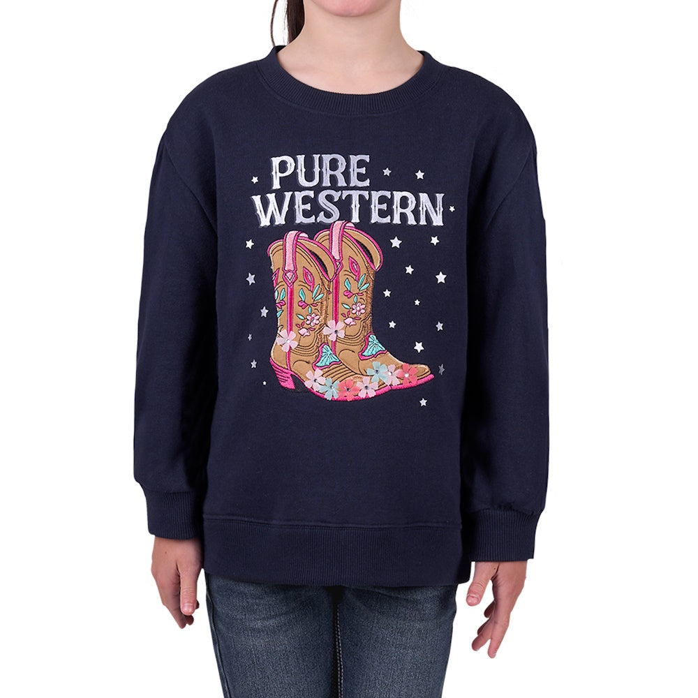 Front of Pure Western Girls Sienna Crew