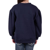 Back of Navy Pure Western Girls Sienna Crew