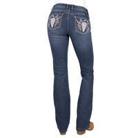 Back of Indigo Pure Western Women's Bec Boot Cut Jeans