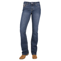Front of indigo Pure Western Women's Bec Boot Cut Jeans