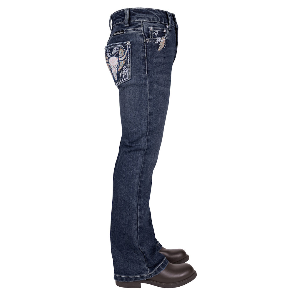 Side of Pure Western Girls Bec Boot Cut Jean in Indigo
