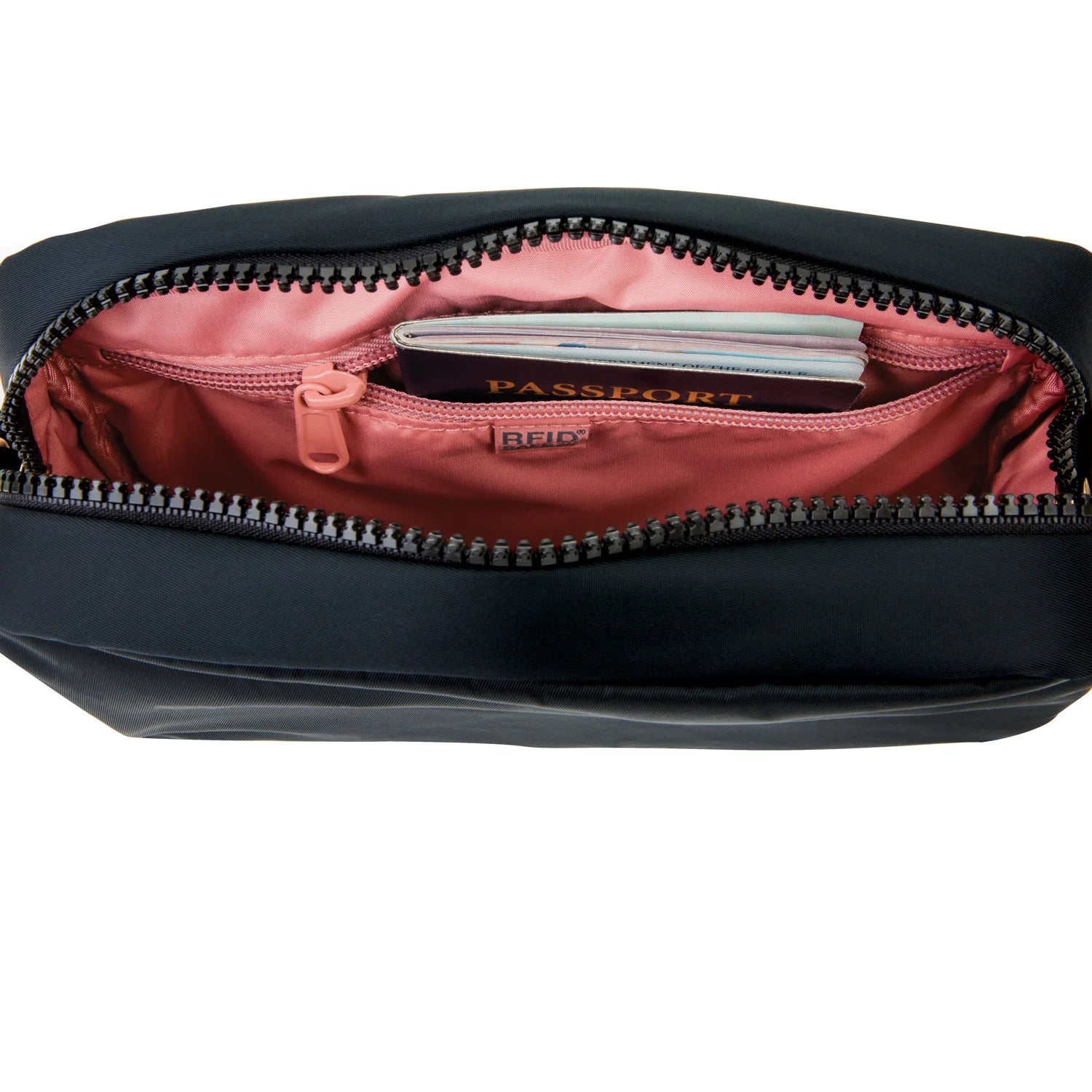 Top down of opened Pacsafe Citysafe CX Square Crossbody Bag