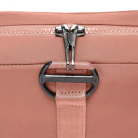 Close up of zipper on Rose Pacsafe Citysafe CX Square Crossbody Bag