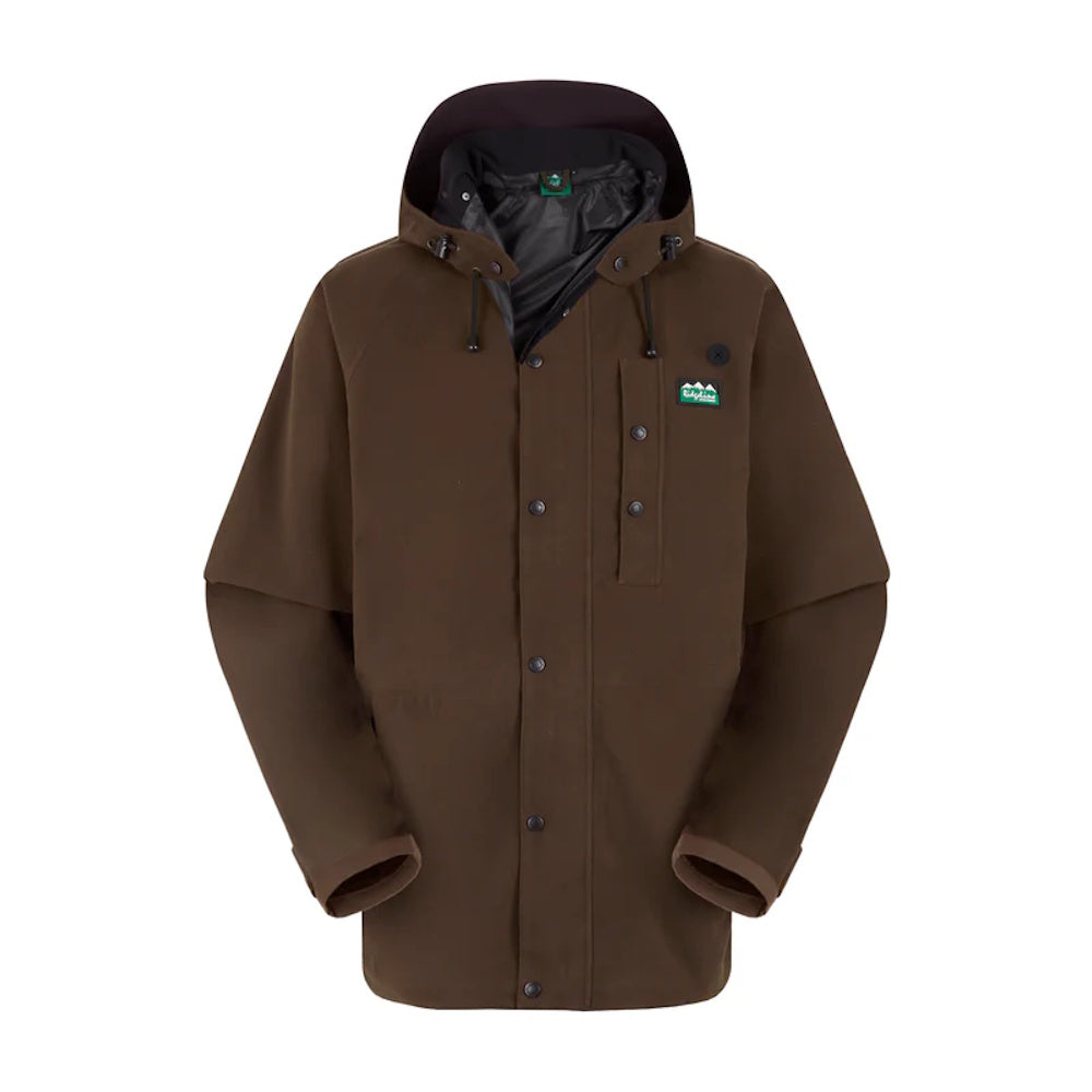 Bark Ridgeline Monsoon Classic rain jacket with a hood, featuring a front chest pocket and YKK zippers.
