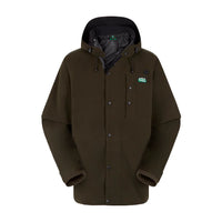 Deep Forest Ridgeline Monsoon Classic rain jacket with a hood, featuring a front chest pocket and YKK zippers.