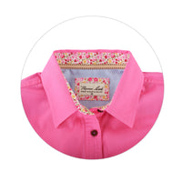 Collar of Azalea Pink Thomas Cook Womens Contrast Light Half Button Long Sleeve Shirt