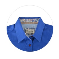 Collar of Dutch Blue Thomas Cook Womens Contrast Light Half Button Long Sleeve Shirt