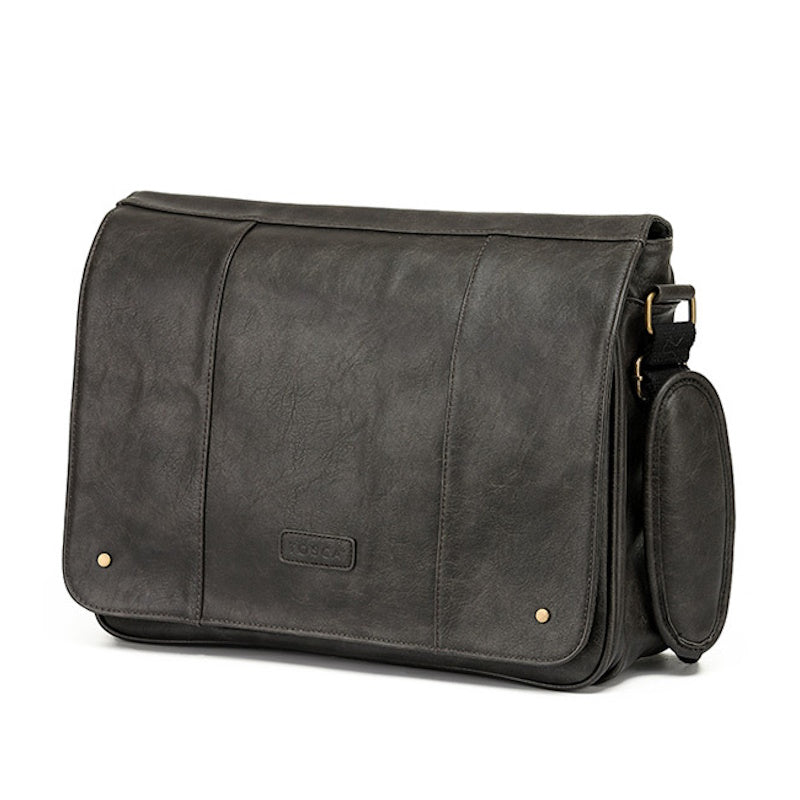 Washed Vegan Leather Messenger Bag