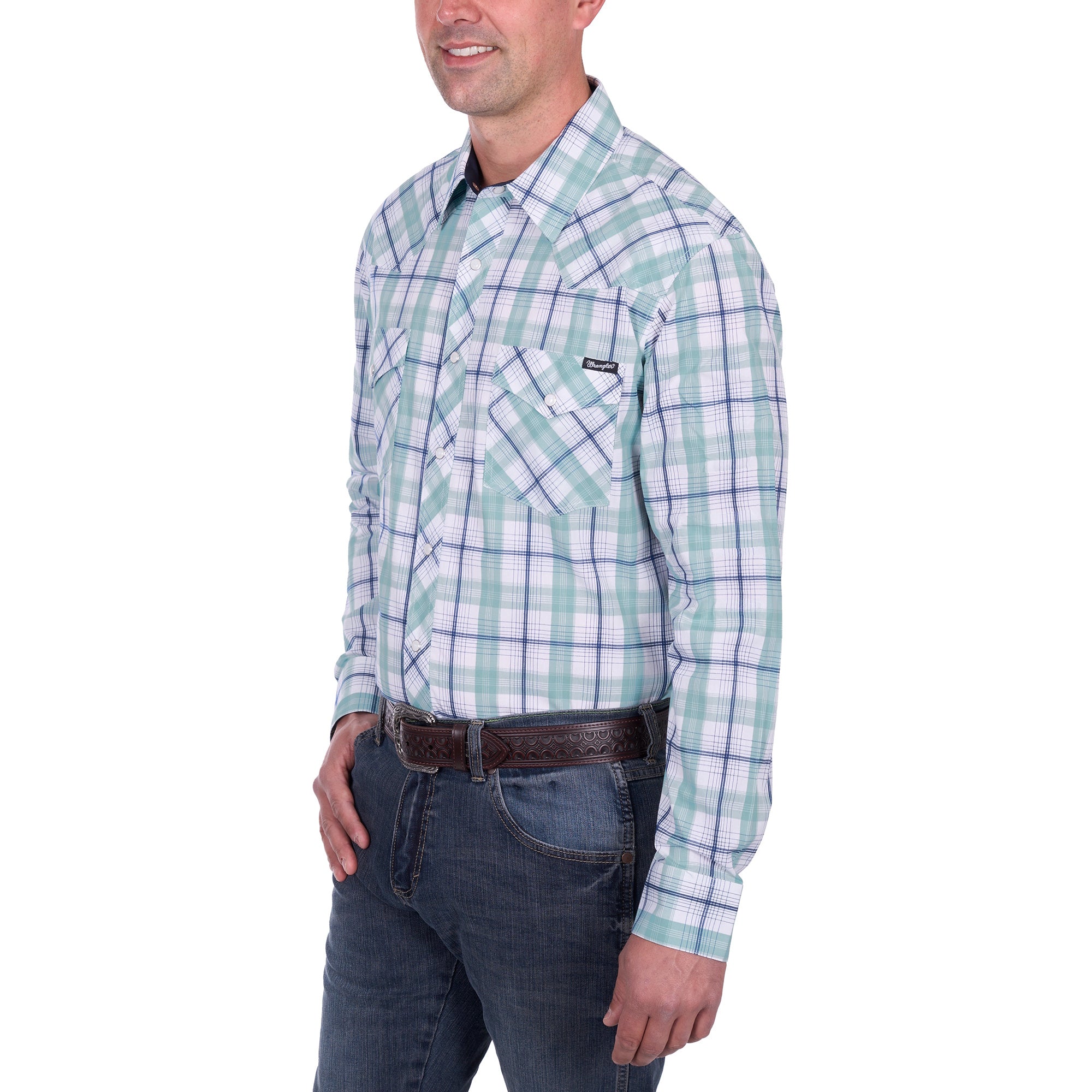 Wrangler® Mens Jacob Check Western Long Sleeve Shirt