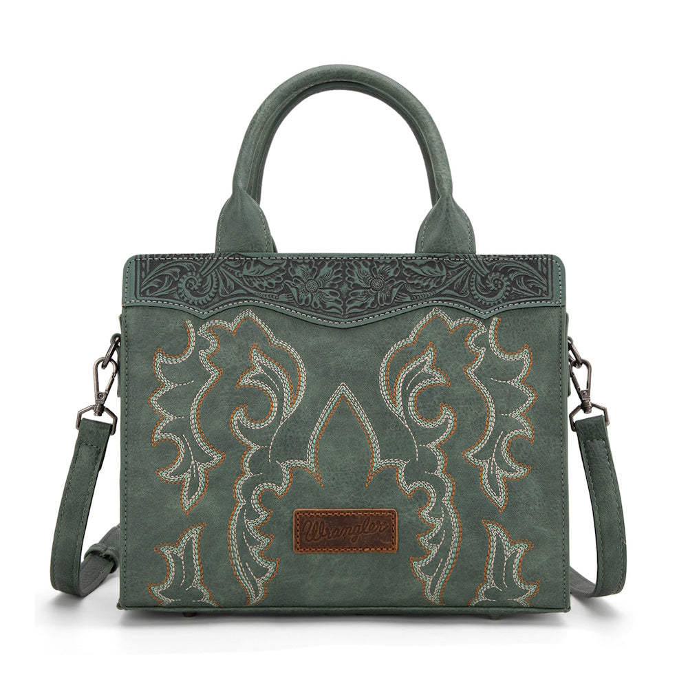 Wrangler Embroidered Crossbody Bag in Sage