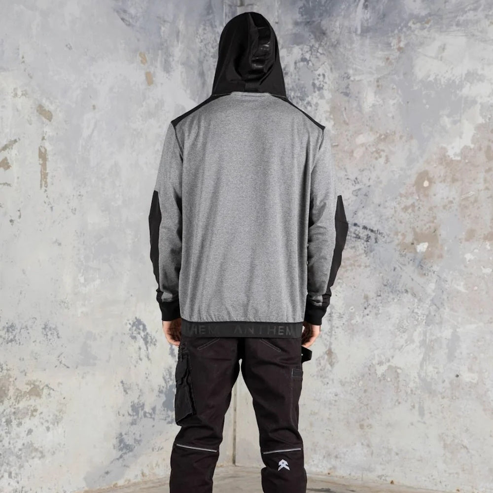 Back of Grey Marle Anthem Mens Tech Hoodie