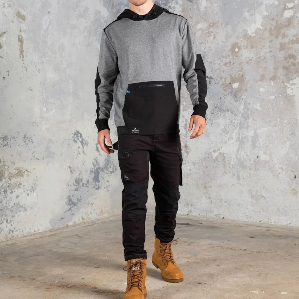 Front of Grey Marle Anthem Mens Tech Hoodie