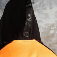 Back of hood on Anthem Mens Tech Hi Vis Hoodie in Orange