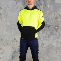 Front of Anthem Mens Tech Hi Vis Hoodie in Yellow