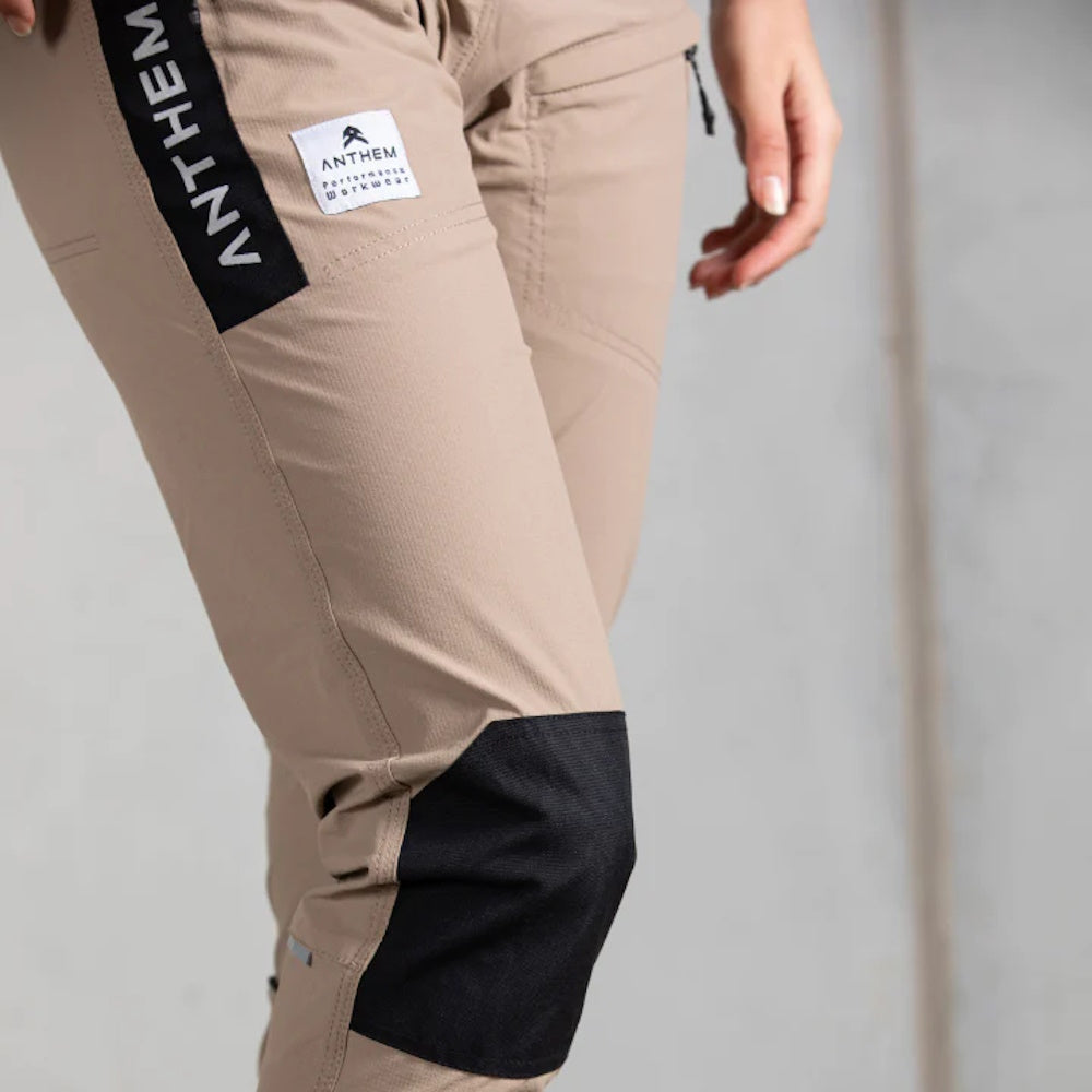 Knee of Anthem Womens Triumph Pants in Khaki