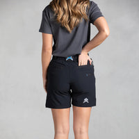 Back of Anthem Womens Triumph Shorts in Black