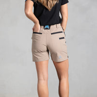 Back of Anthem Womens Triumph Shorts in Khaki