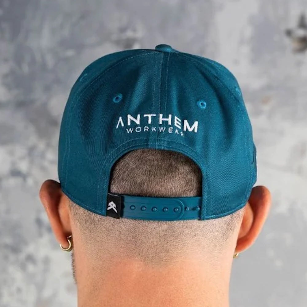 Back of Anthem Carpenter A Frame Baseball Hat in Blue