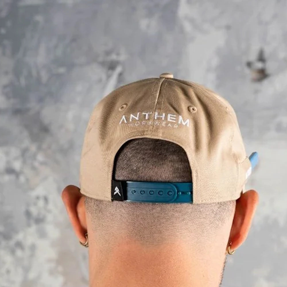 Back of Anthem Carpenter A Frame Baseball Hat in Khaki