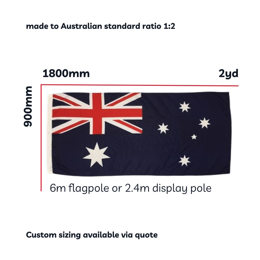 Australian flag with dimensions and pole requirements