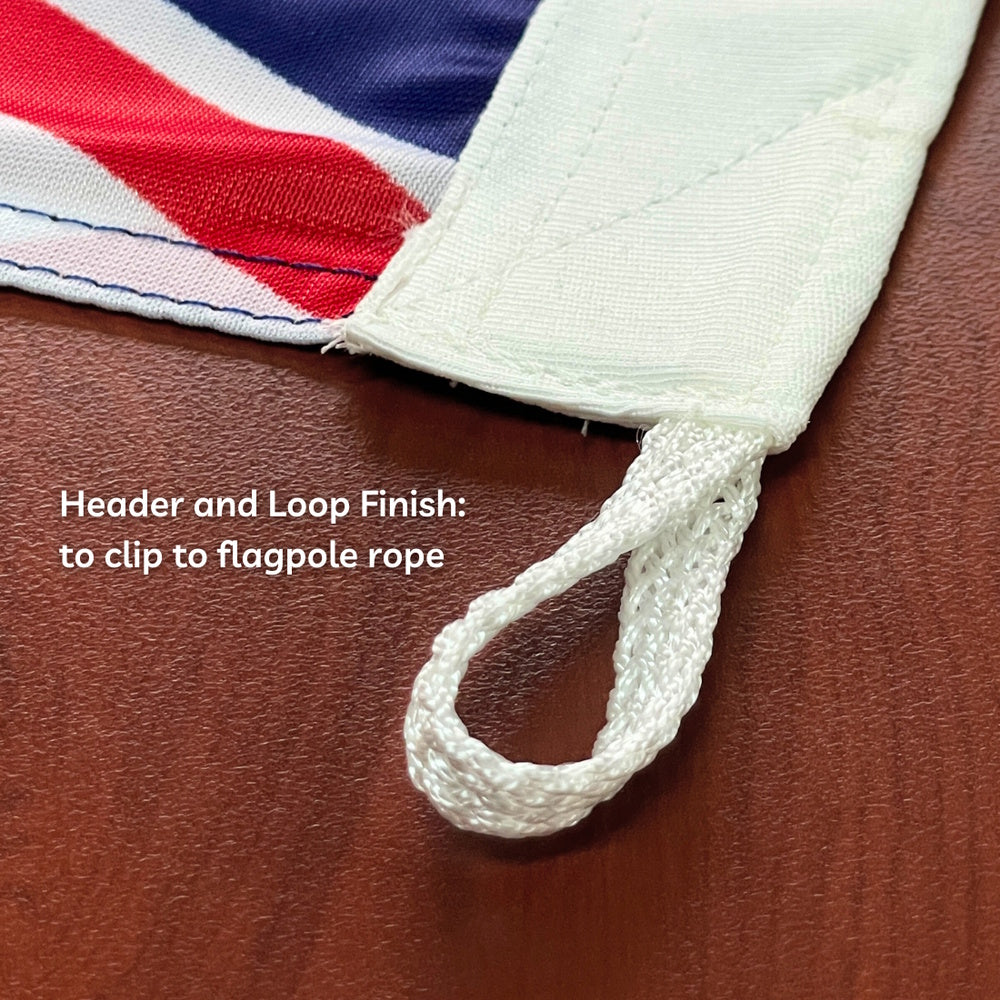 Close-up of a Australian flag with a white loop for attachment