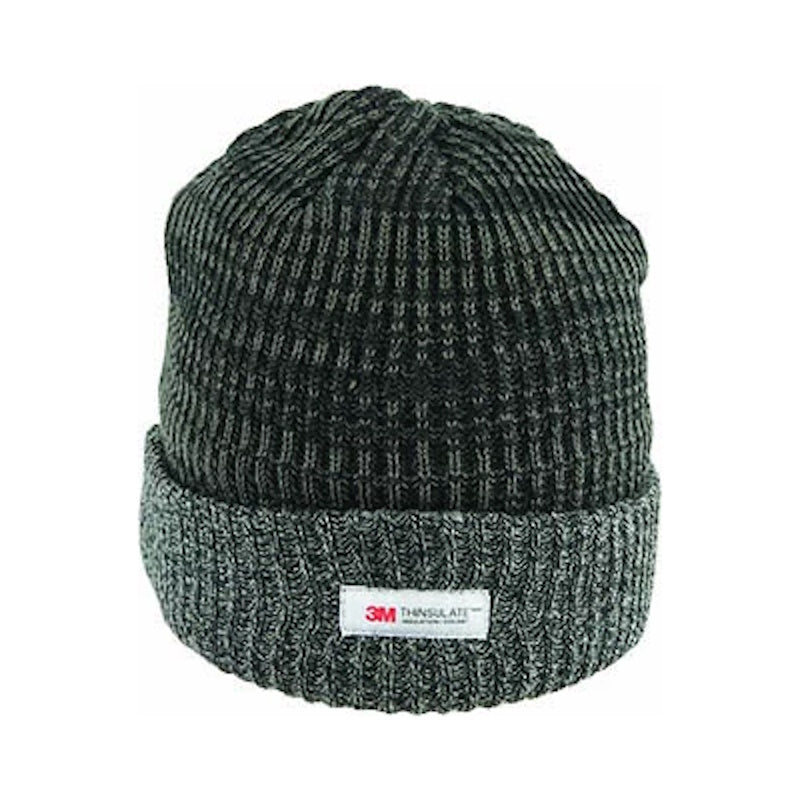 Avenel Rib Knit Beanie With Contrast Cuff in Black/Charcoal